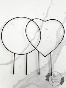 Round & Heart Metal Plant Trellis Duo Black The Indoor Oasis NZ