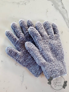 Grey Microfibre Plant Cleaning Pair of Gloves The Indoor Oasis NZ
