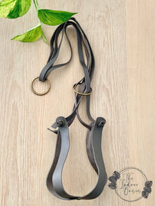 Chic PU Leather Plant Hanger Detail The Indoor Oasis NZ