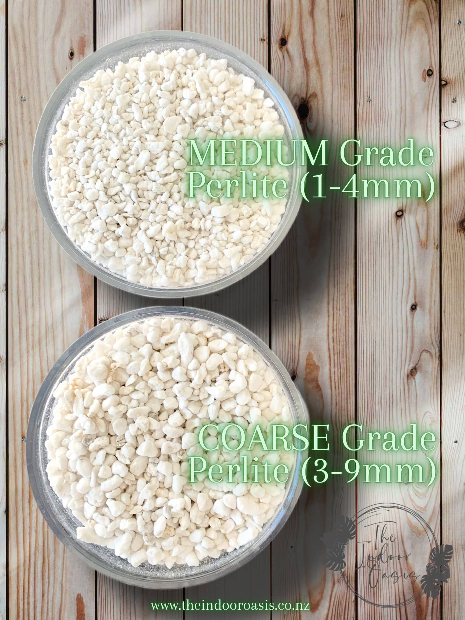 Premium Perlite Coarse and Medium Grade Comparison in Bag The Indoor Oasis NZ